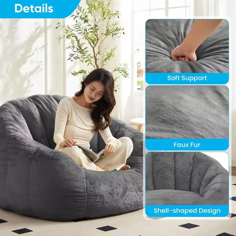Fauteuil géant poire en fausse fourrure