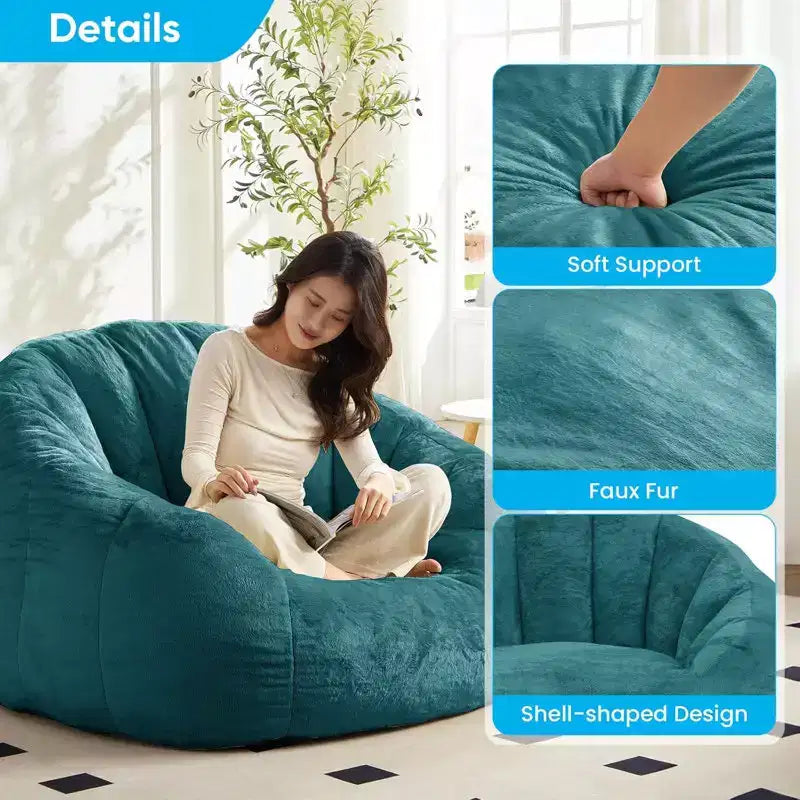 Fauteuil géant poire en fausse fourrure