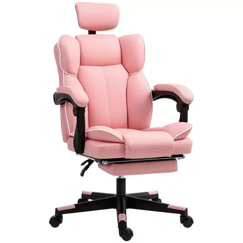 HOMCOM Executive Office Chair with Headrest, Foot Rest, High Back Desk Chair, Overstuffed Reclining PU Leather Computer Chair