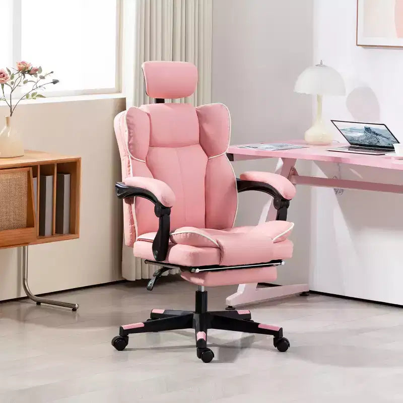 Fauteuil de bureau de direction avec repose-tête, repose-pieds, chaise de bureau à dossier haut