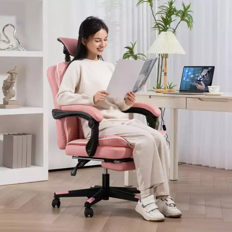 Fauteuil de bureau de direction avec repose-tête, repose-pieds, chaise de bureau à dossier haut