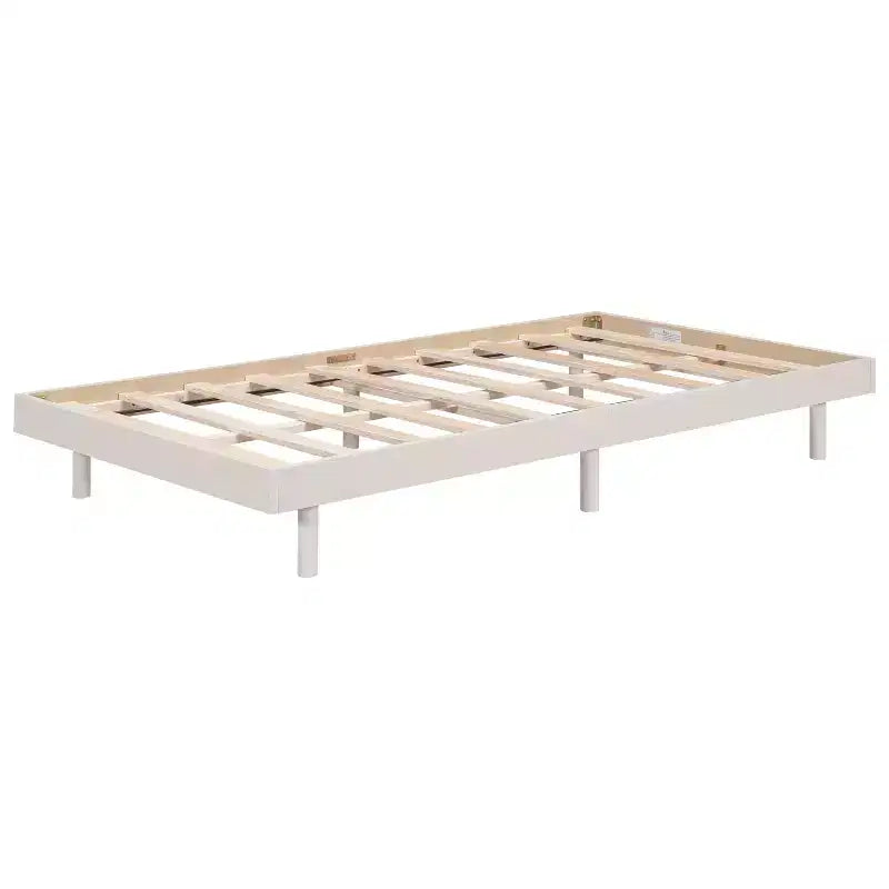 Cadre de lit contemporain double, gris, design plateforme flottante