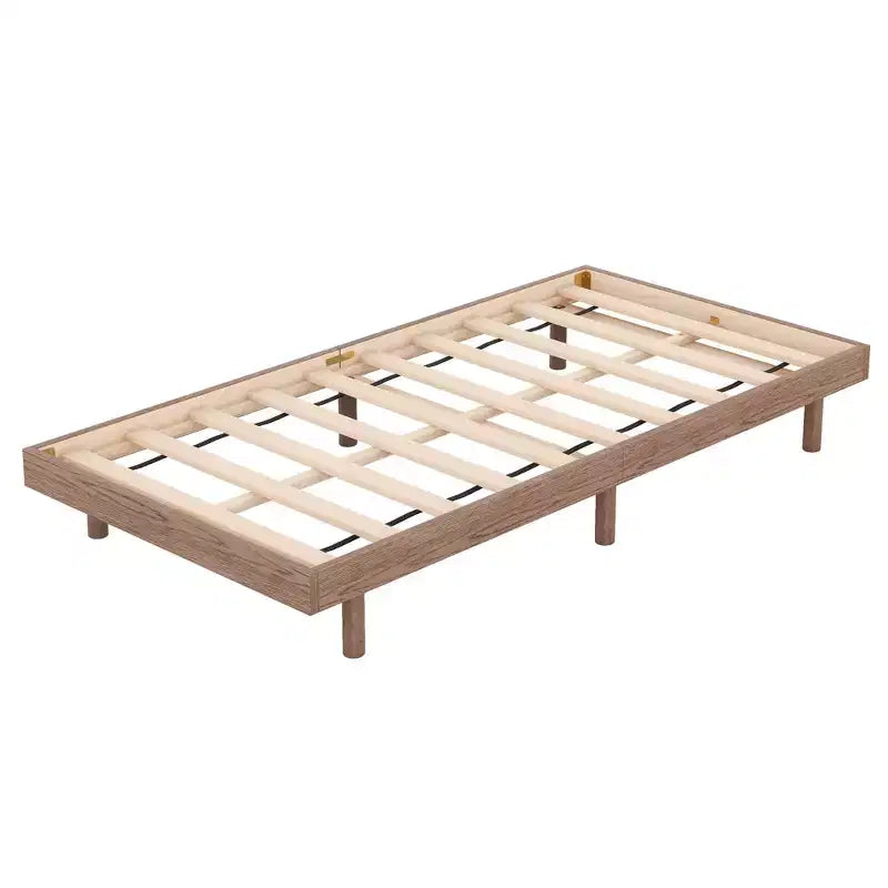 Cadre de lit contemporain double, gris, design plateforme flottante