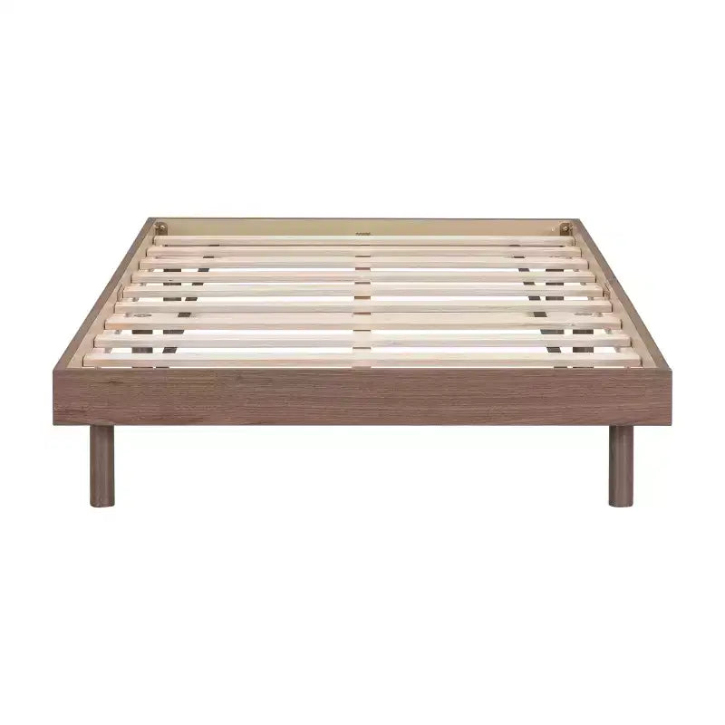 Cadre de lit contemporain double, gris, design plateforme flottante