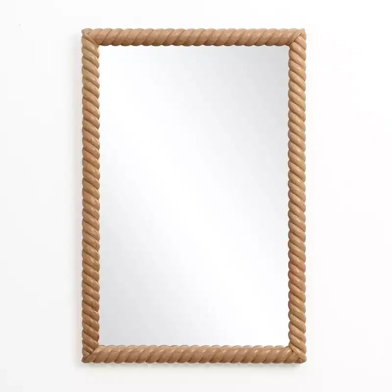 LuxenHome Beech Wood Frame Rectangle 35.4-Inch Tall Wall Mirror, Accent and Vanity Brown