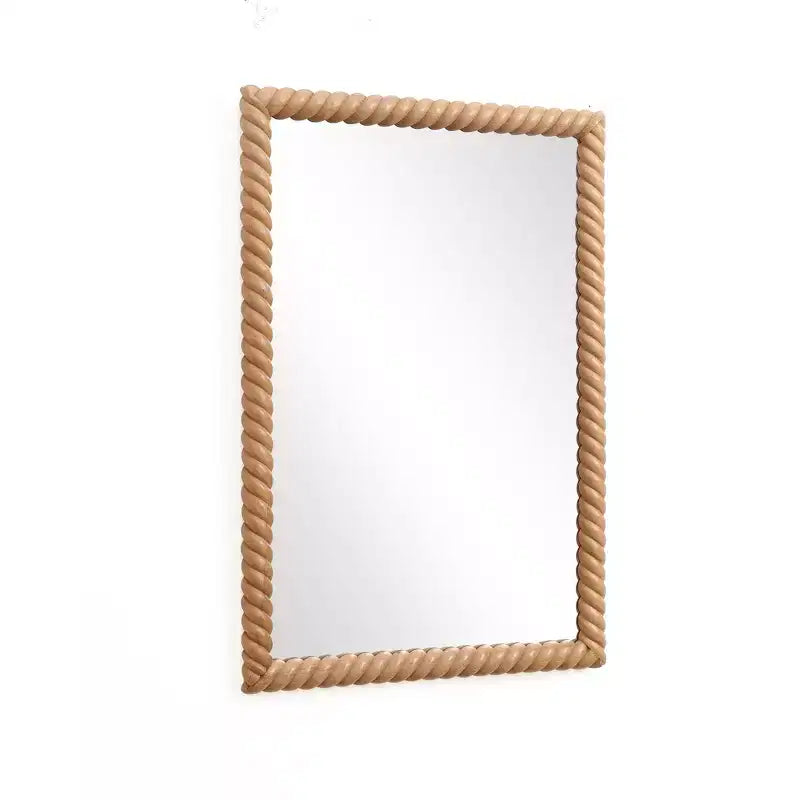 Miroir mural rectangulaire en bois de hêtre de 90 cm de haut, marron, pour coiffeuse ou comme accent décoratif