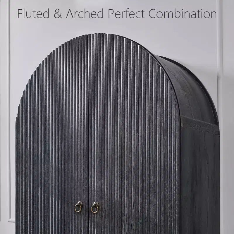 Meuble de rangement haut cintré de 180 cm avec étagères réglables et 2 grands tiroirs