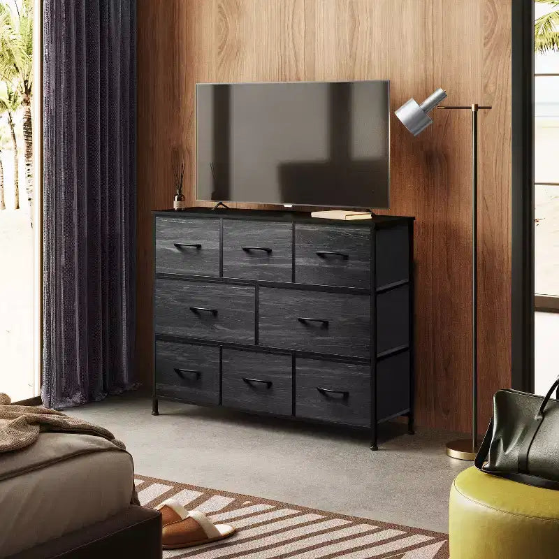Commode à 8 tiroirs pour chambre à coucher, unité de rangement en tissu, grande commode de rangement
