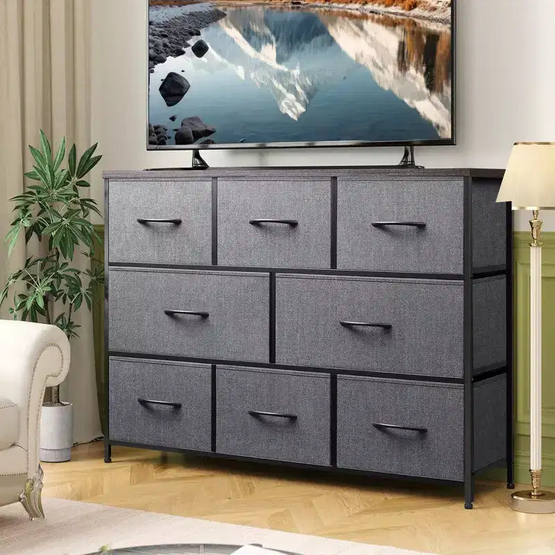 Commode à 8 tiroirs pour chambre à coucher, unité de rangement en tissu, grande commode de rangement