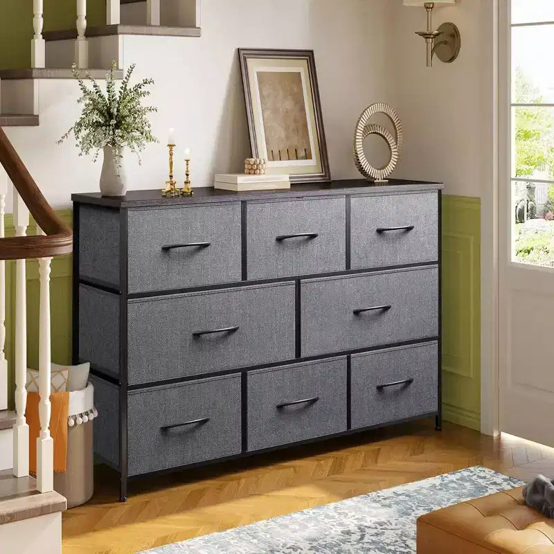 Commode à 8 tiroirs pour chambre à coucher, unité de rangement en tissu, grande commode de rangement