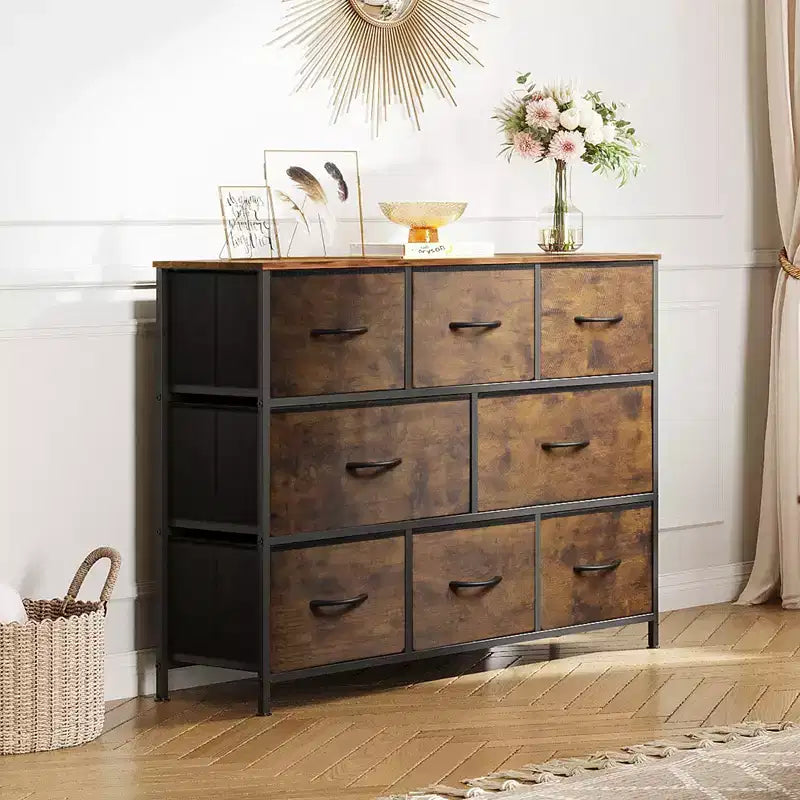 Commode à 8 tiroirs pour chambre à coucher, unité de rangement en tissu, grande commode de rangement