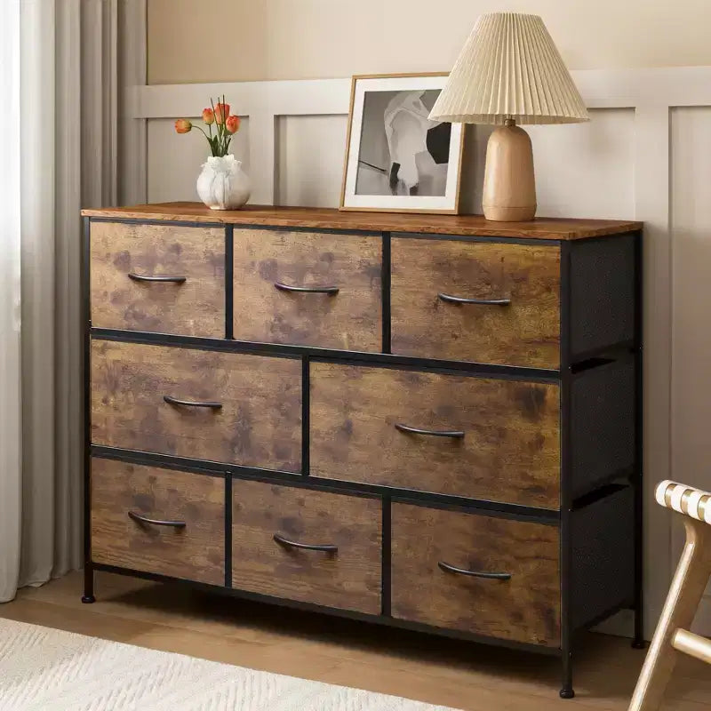 Commode à 8 tiroirs pour chambre à coucher, unité de rangement en tissu, grande commode de rangement