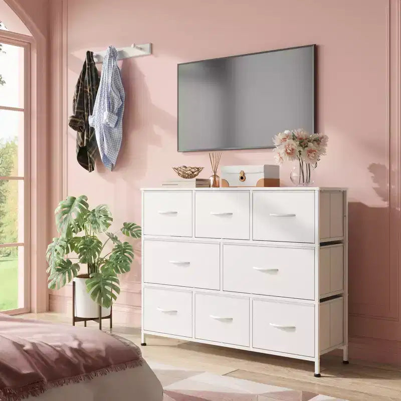 Commode à 8 tiroirs pour chambre à coucher, unité de rangement en tissu, grande commode de rangement