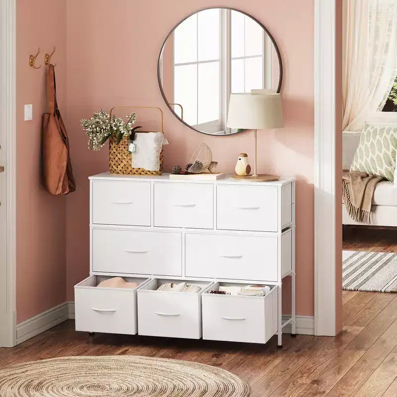 Commode à 8 tiroirs pour chambre à coucher, unité de rangement en tissu, grande commode de rangement