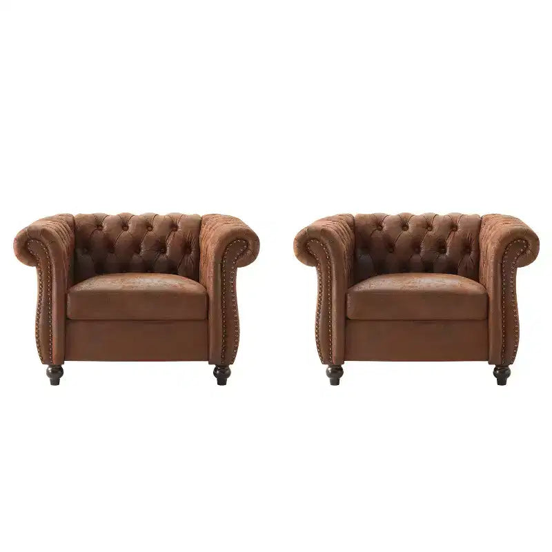 Fauteuil d'appoint capitonné en similicuir avec clous décoratifs