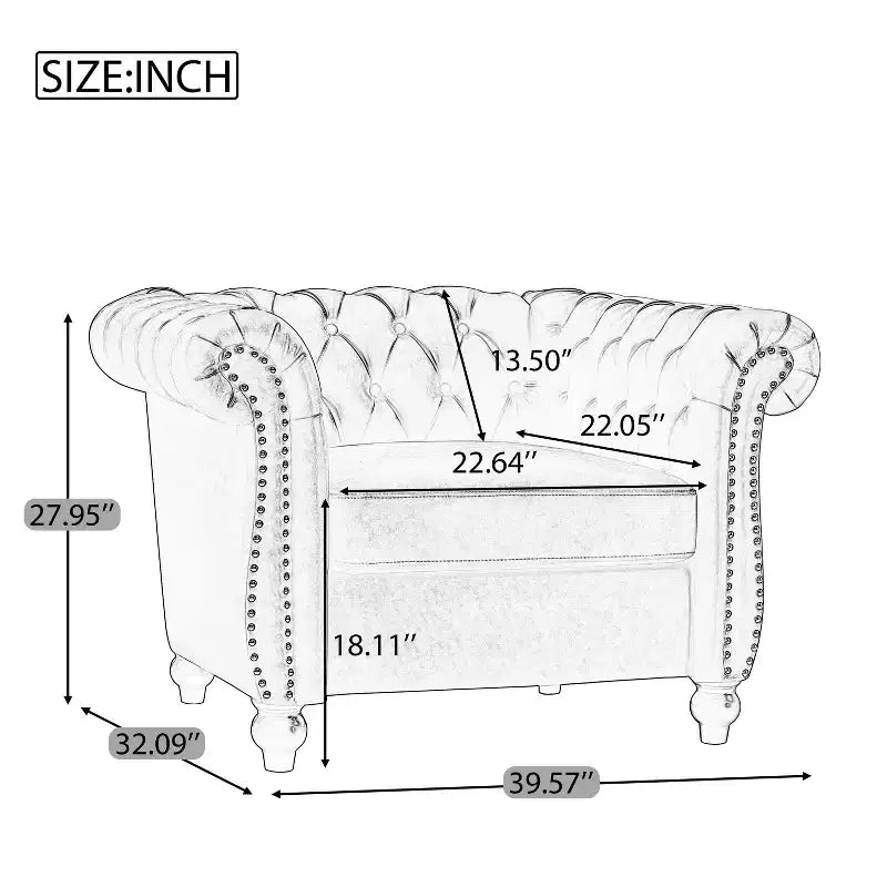 Fauteuil d'appoint capitonné en similicuir avec clous décoratifs
