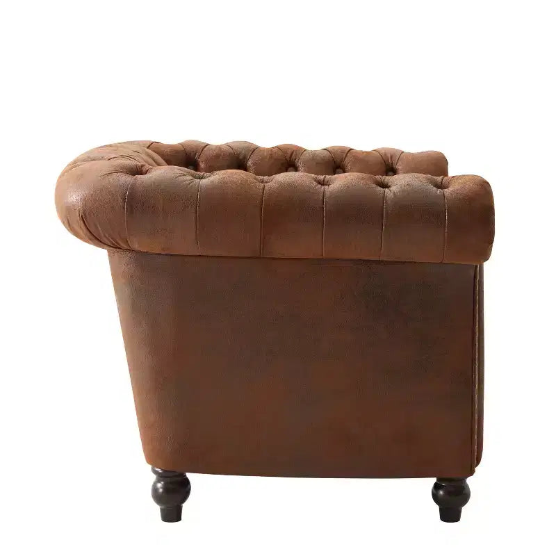 Fauteuil d'appoint capitonné en similicuir avec clous décoratifs