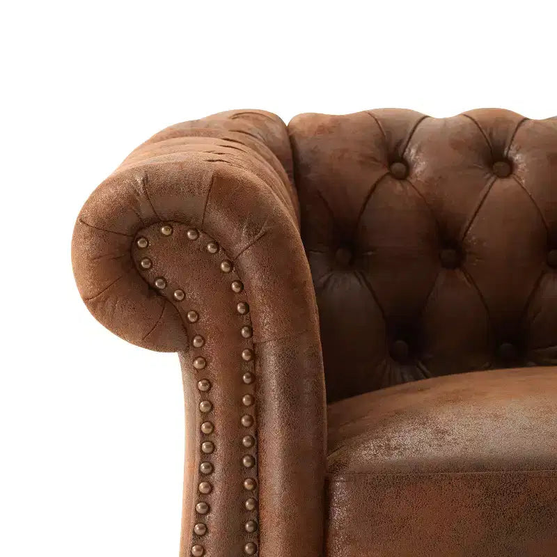 Fauteuil d'appoint capitonné en similicuir avec clous décoratifs