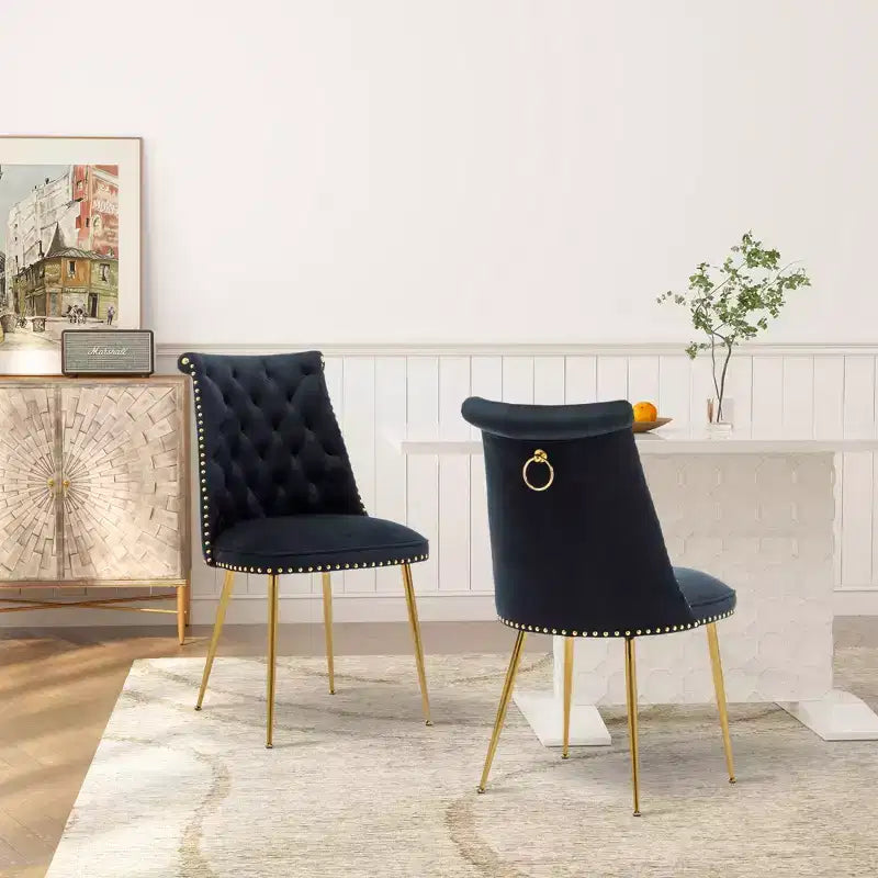 Chaises de salle à manger en velours sans accoudoirs