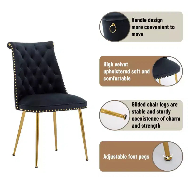 Chaises de salle à manger en velours sans accoudoirs