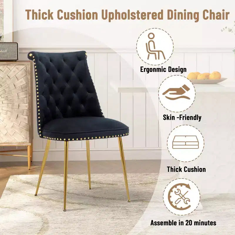 Chaises de salle à manger en velours sans accoudoirs