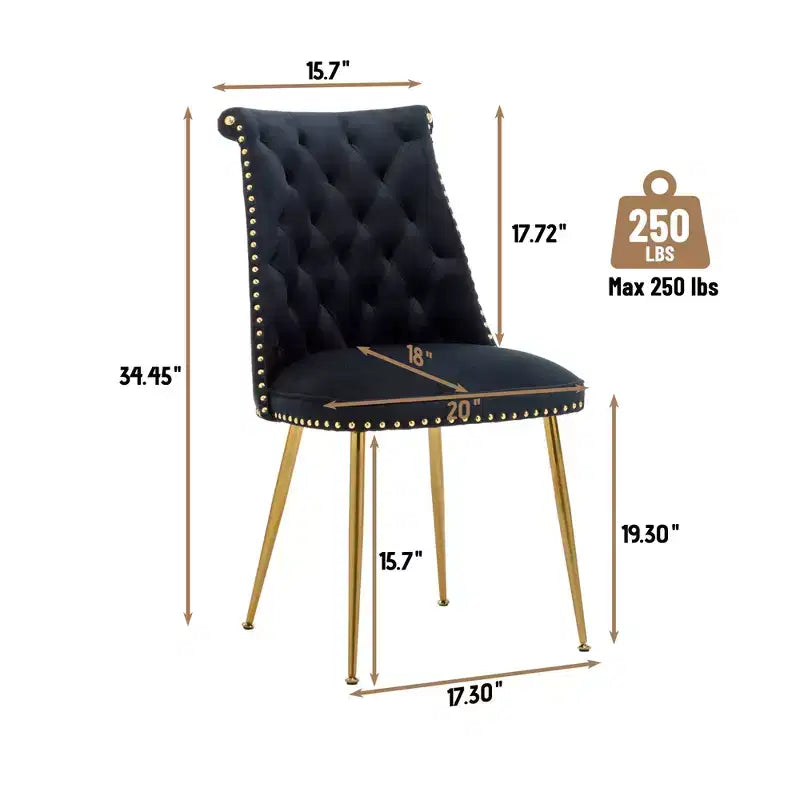 Chaises de salle à manger en velours sans accoudoirs