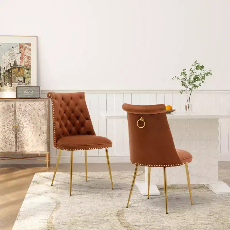 Chaises de salle à manger en velours sans accoudoirs