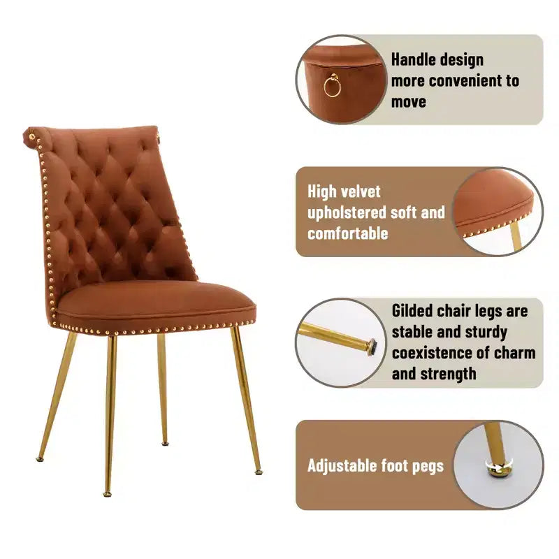 Chaises de salle à manger en velours sans accoudoirs