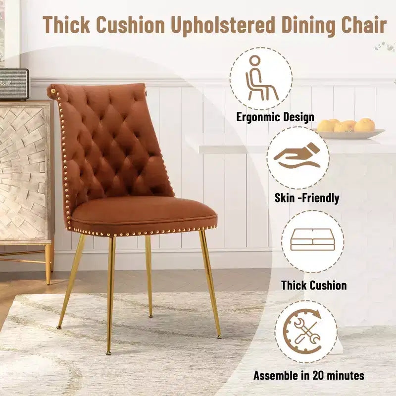 Chaises de salle à manger en velours sans accoudoirs