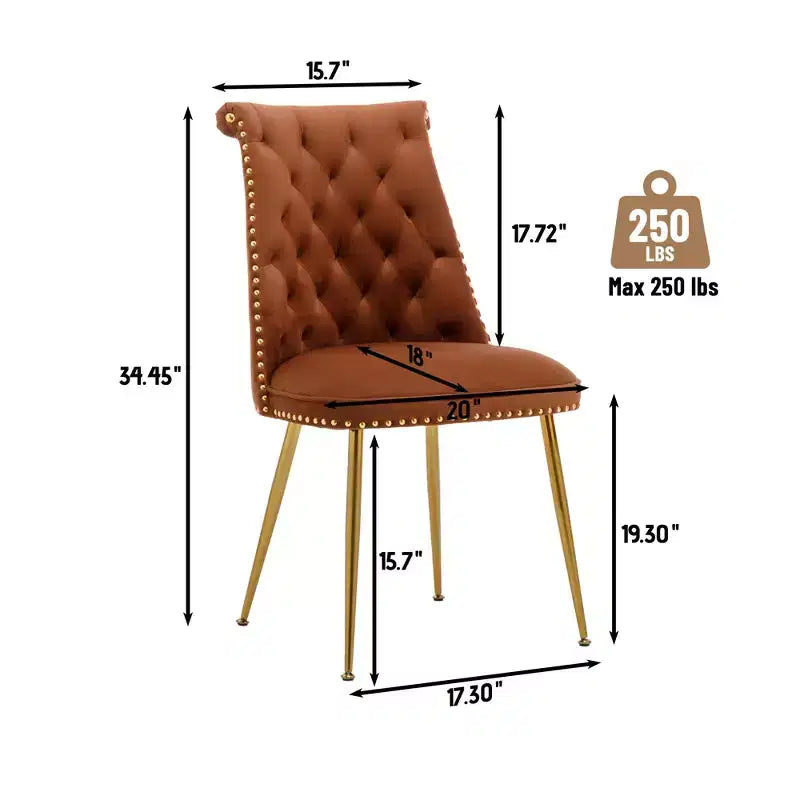 Chaises de salle à manger en velours sans accoudoirs