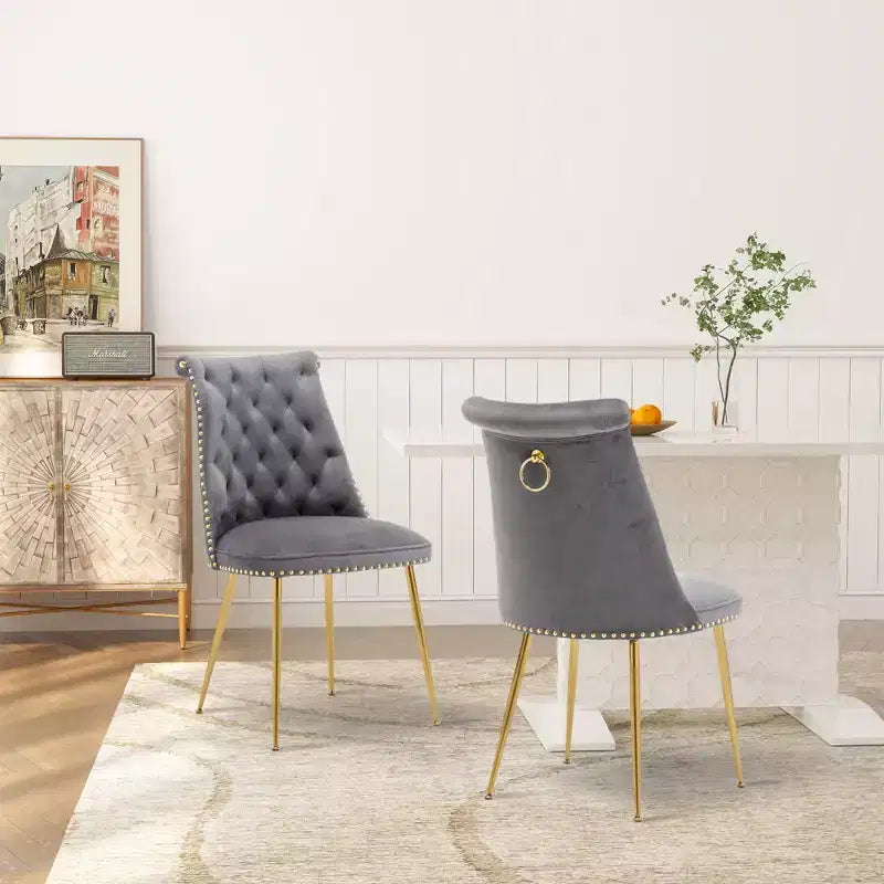 Chaises de salle à manger en velours sans accoudoirs