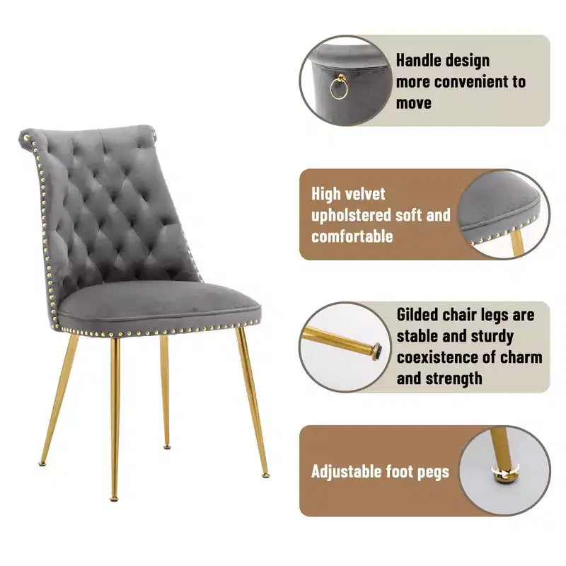 Chaises de salle à manger en velours sans accoudoirs