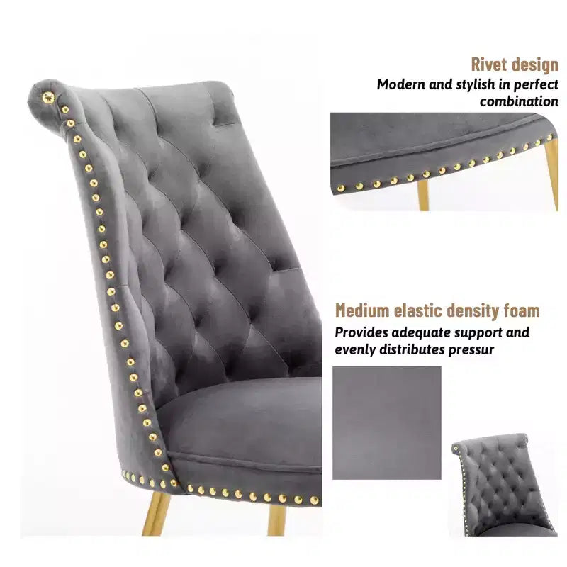 Chaises de salle à manger en velours sans accoudoirs