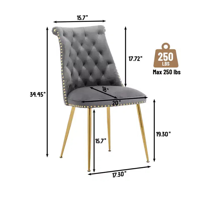 Chaises de salle à manger en velours sans accoudoirs