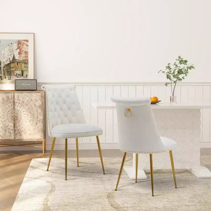 Chaises de salle à manger en velours sans accoudoirs