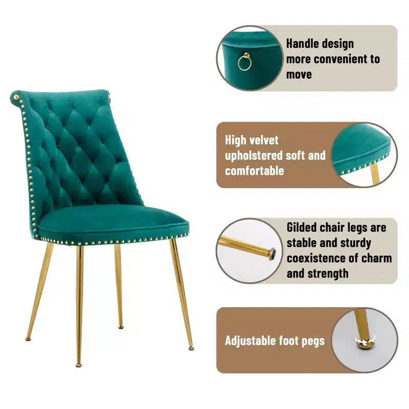 Chaises de salle à manger en velours sans accoudoirs