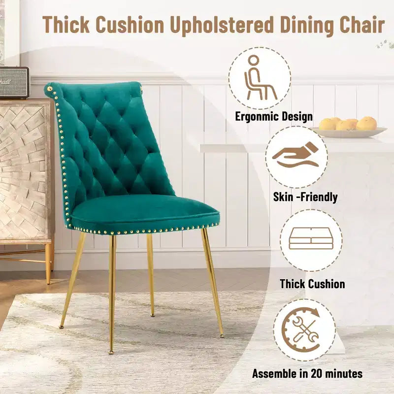 Chaises de salle à manger en velours sans accoudoirs