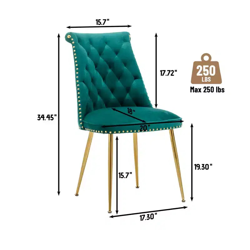 Chaises de salle à manger en velours sans accoudoirs
