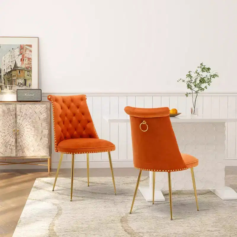Chaises de salle à manger en velours sans accoudoirs