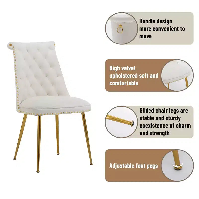 Chaises de salle à manger en velours sans accoudoirs