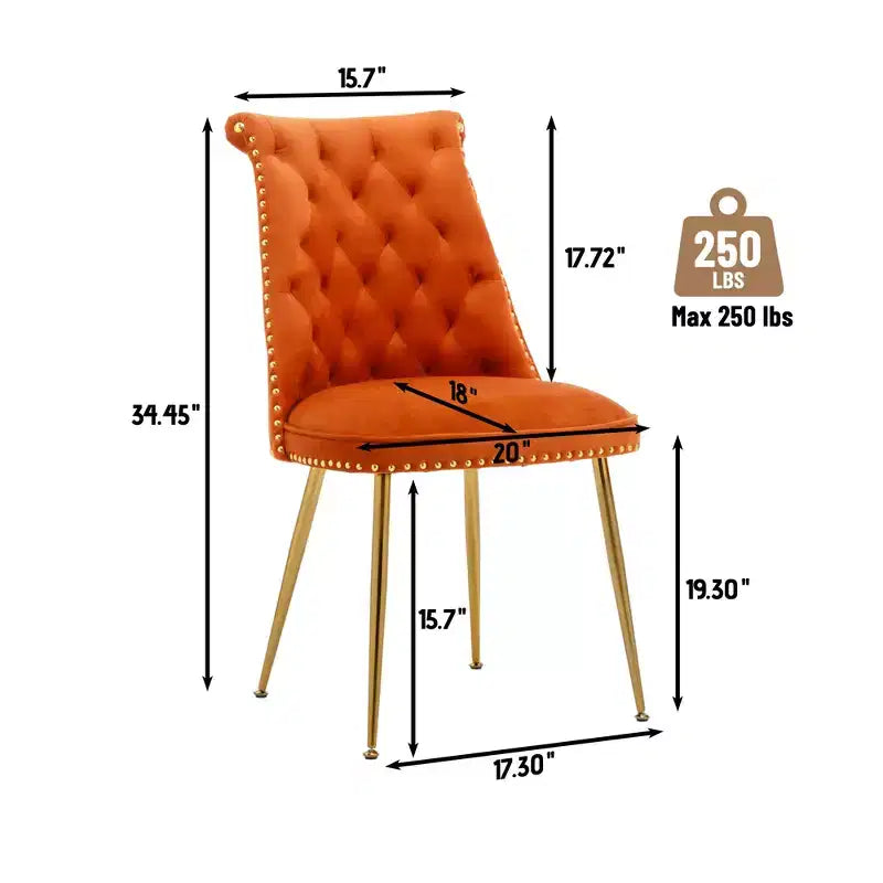 Chaises de salle à manger en velours sans accoudoirs