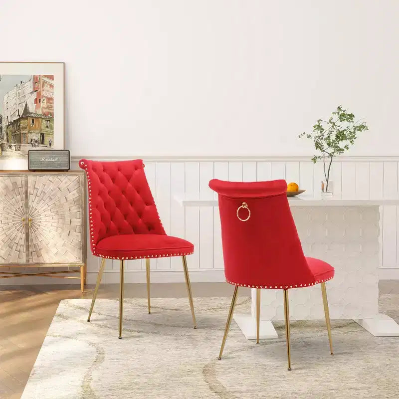 Chaises de salle à manger en velours sans accoudoirs