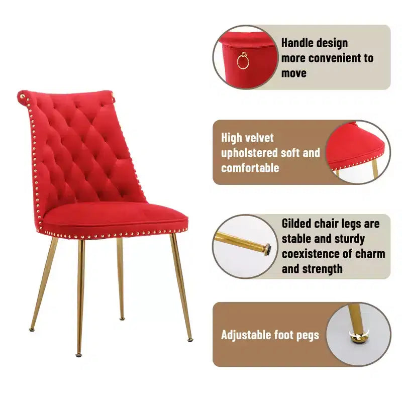 Chaises de salle à manger en velours sans accoudoirs