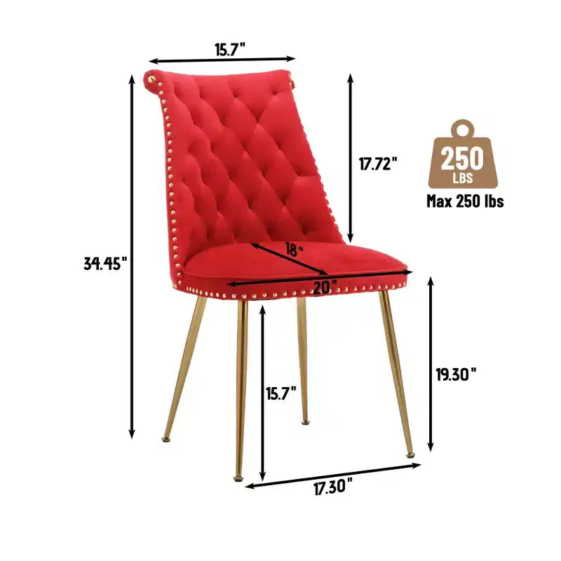 Chaises de salle à manger en velours sans accoudoirs