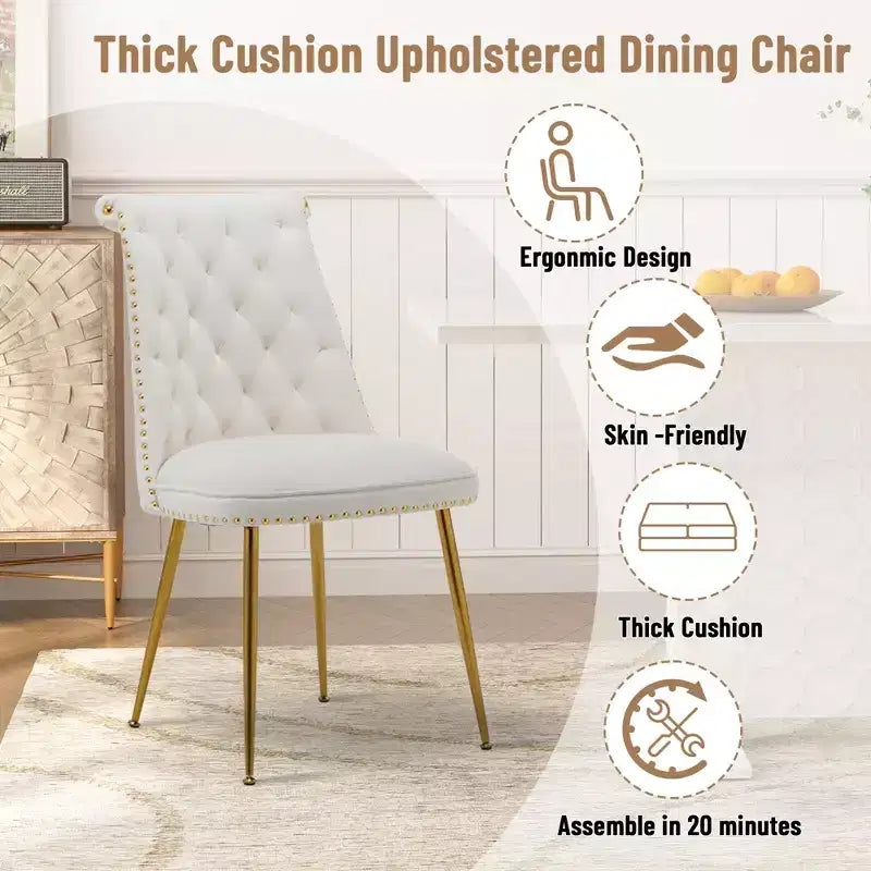 Chaises de salle à manger en velours sans accoudoirs
