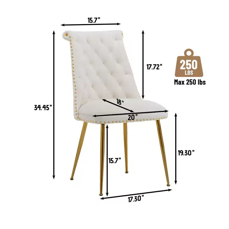 Chaises de salle à manger en velours sans accoudoirs