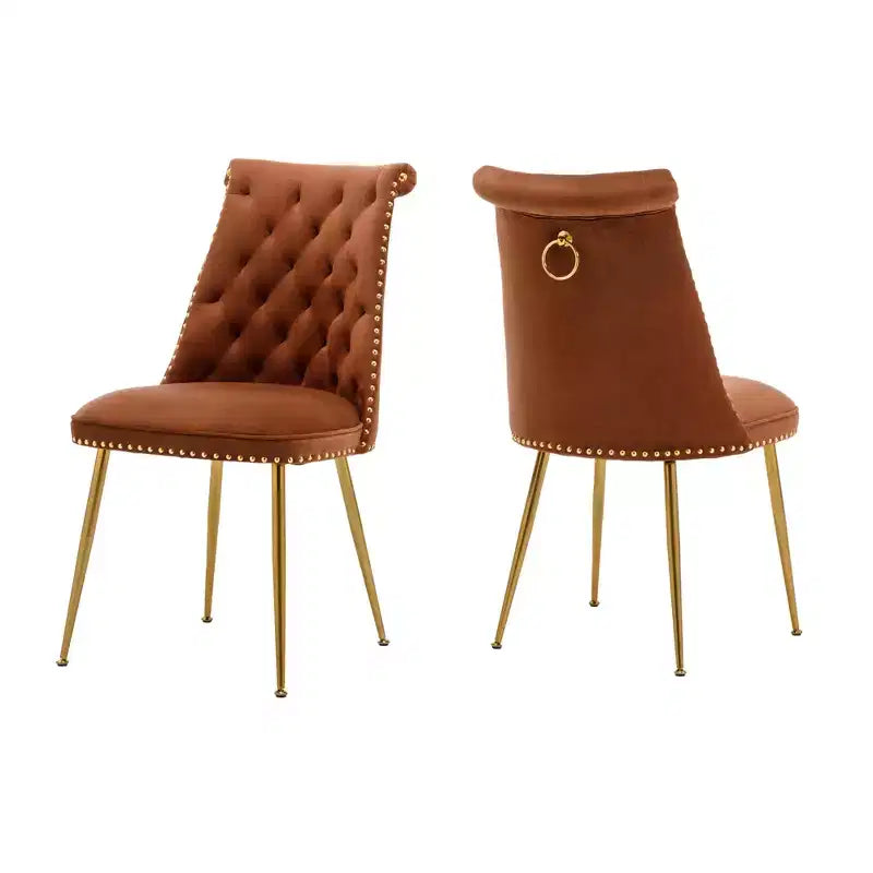 Chaises de salle à manger en velours sans accoudoirs