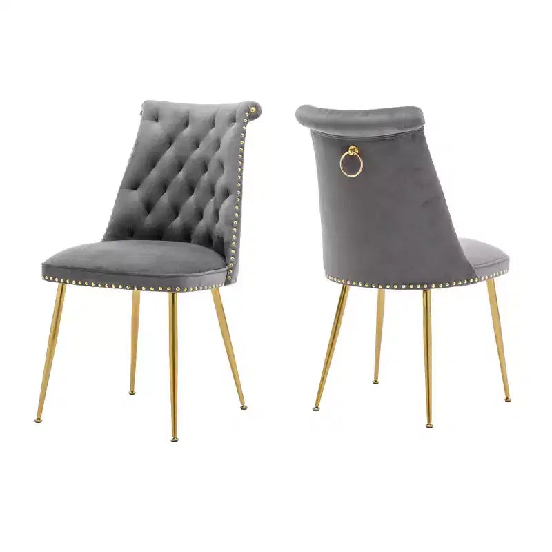 Chaises de salle à manger en velours sans accoudoirs