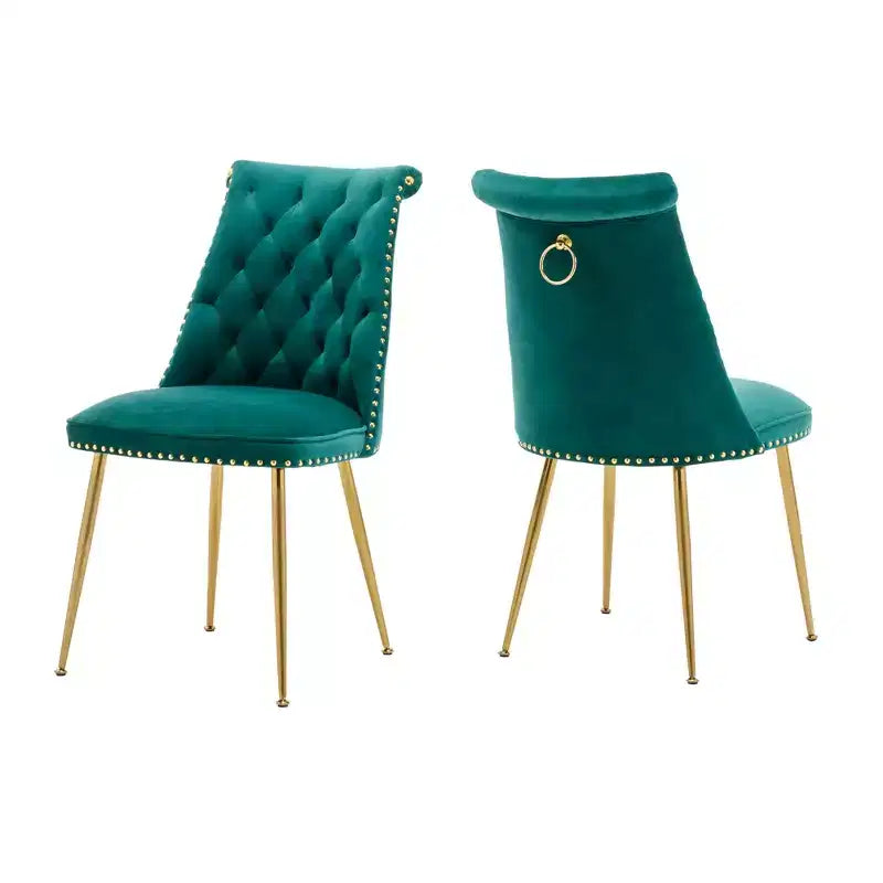 Chaises de salle à manger en velours sans accoudoirs