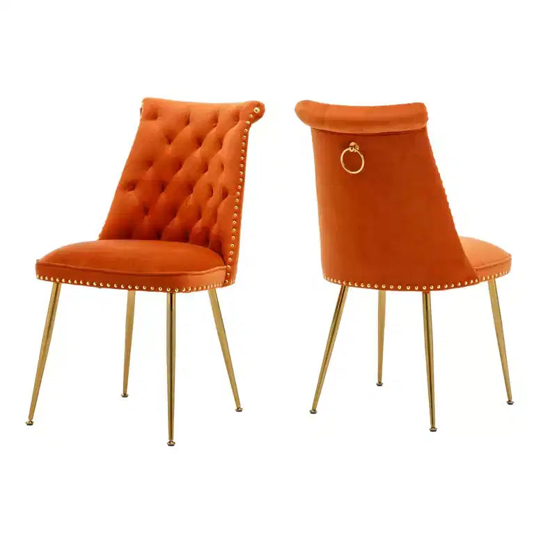 Chaises de salle à manger en velours sans accoudoirs